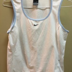 NIKE women’s tank large. White w blue trim, tennis